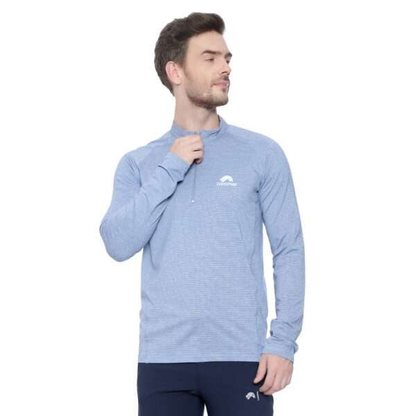 Lammer Dry Fit Full Sleeves with Half Zip T-Shirt Light blue