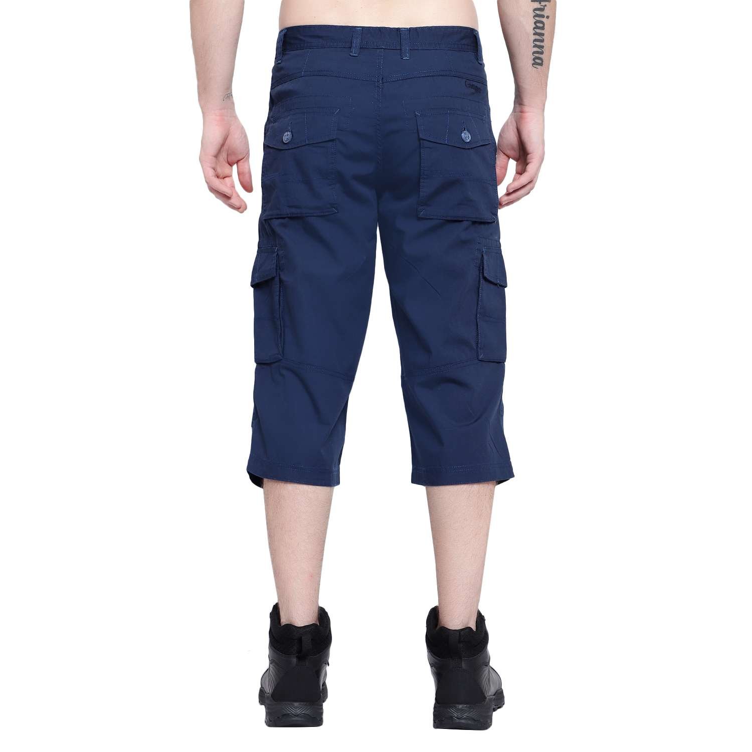 FOURSTEEDS Women's Bermuda Cargo Shorts - Cotton Knee-Length Shorts With Pockets, Size 16, Blue - View #5