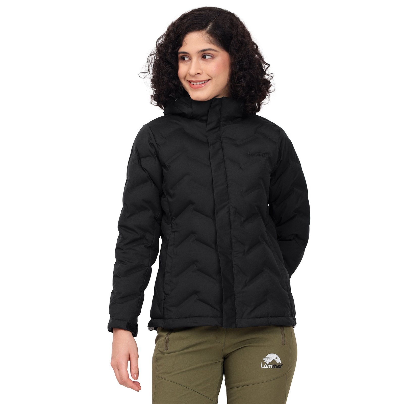 LAMMER Women's Insulated Down Jacket with Detachable Hood – Lightweight, Warm, Windproof & Water-Resistant Winter Jacket for Hiking, Trekking, and Outdoor Adventures.