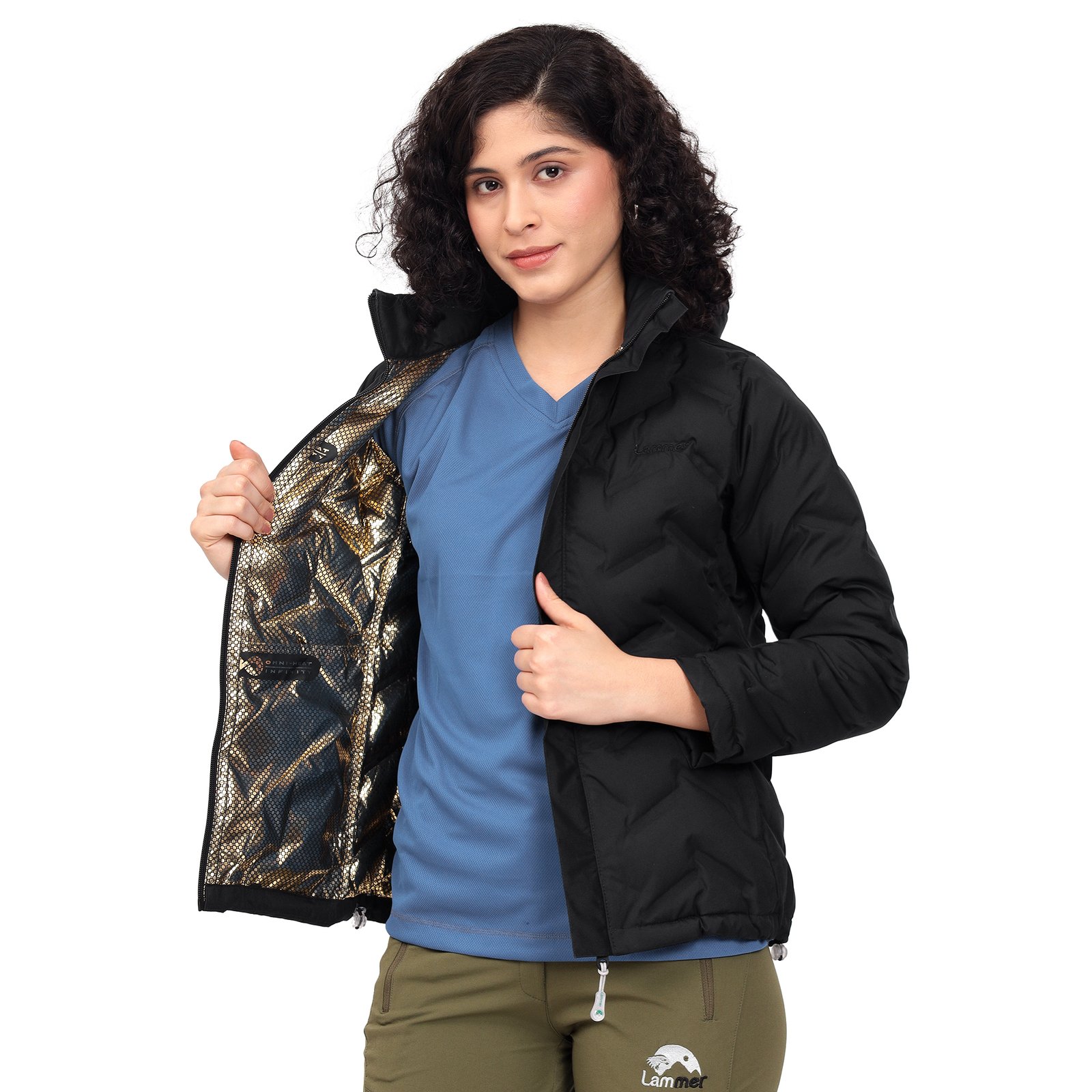 LAMMER Women's Insulated Down Jacket with Detachable Hood – Lightweight, Warm, Windproof & Water-Resistant Winter Jacket for Hiking, Trekking, and Outdoor Adventures.