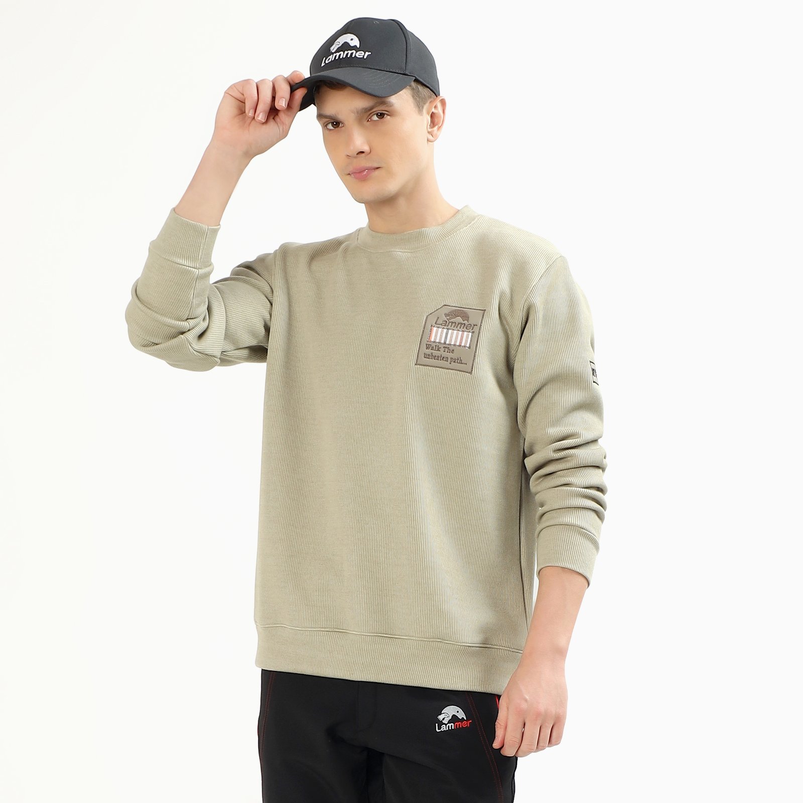 Lammer Men's Bonded Corduroy with Fleece Lining sweatshirt- trekking and outdoor wear.