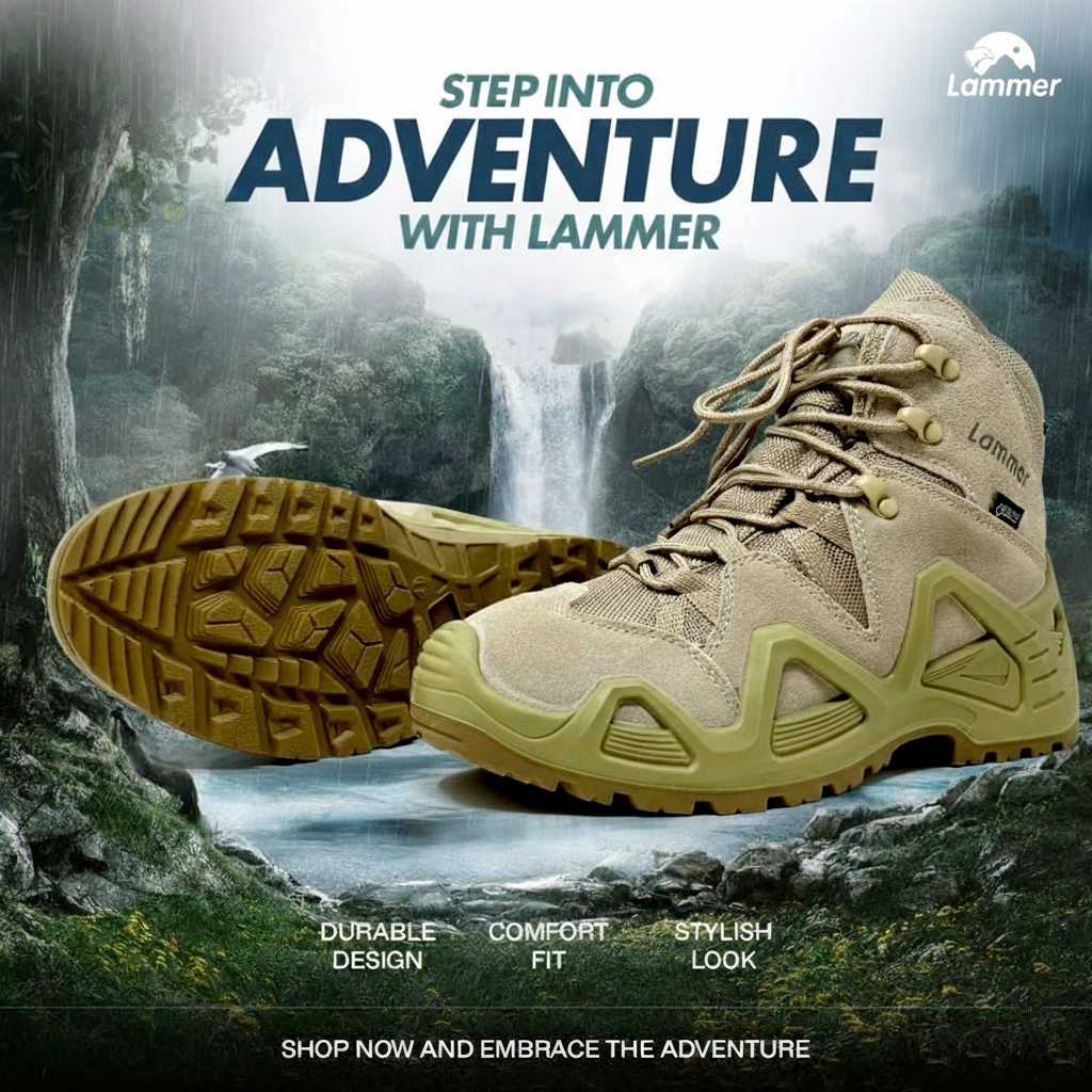 lAMMER tactical desert boot, army combat footwear, trekking boots for men, outdoor adventure shoes, military tactical shoes, desert color boots, high ankle tactical boots, Lammer tactical gear, rugged combat boot, durable outdoor footwear