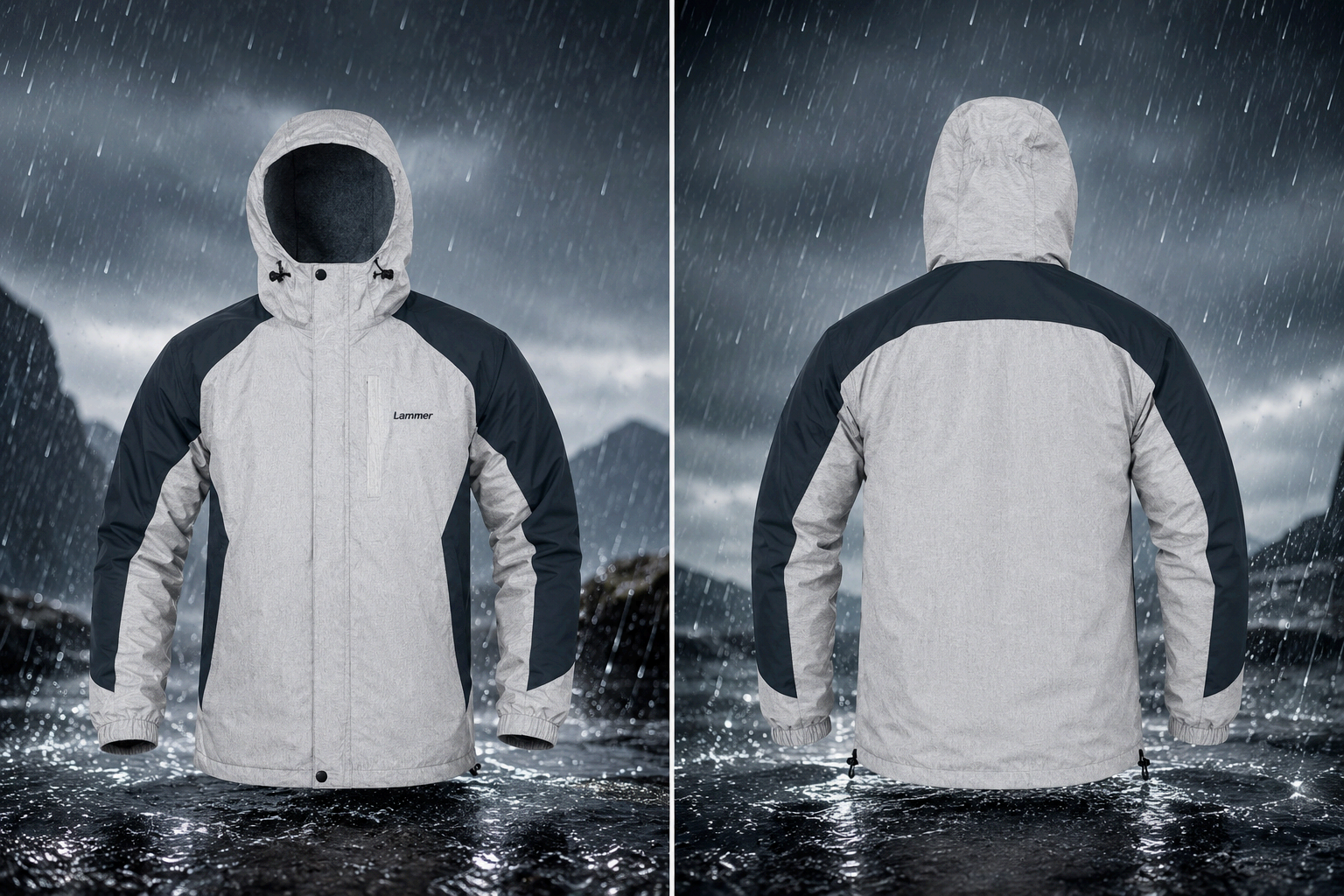 Lammer Men's Windproof & Water-Repellent Windcheater Jacket | Warm Fleece Lining | Detachable Adjustable Hood | 3 Zipper Pockets | Lightweight Outdoor Hiking & Trekking Jacket