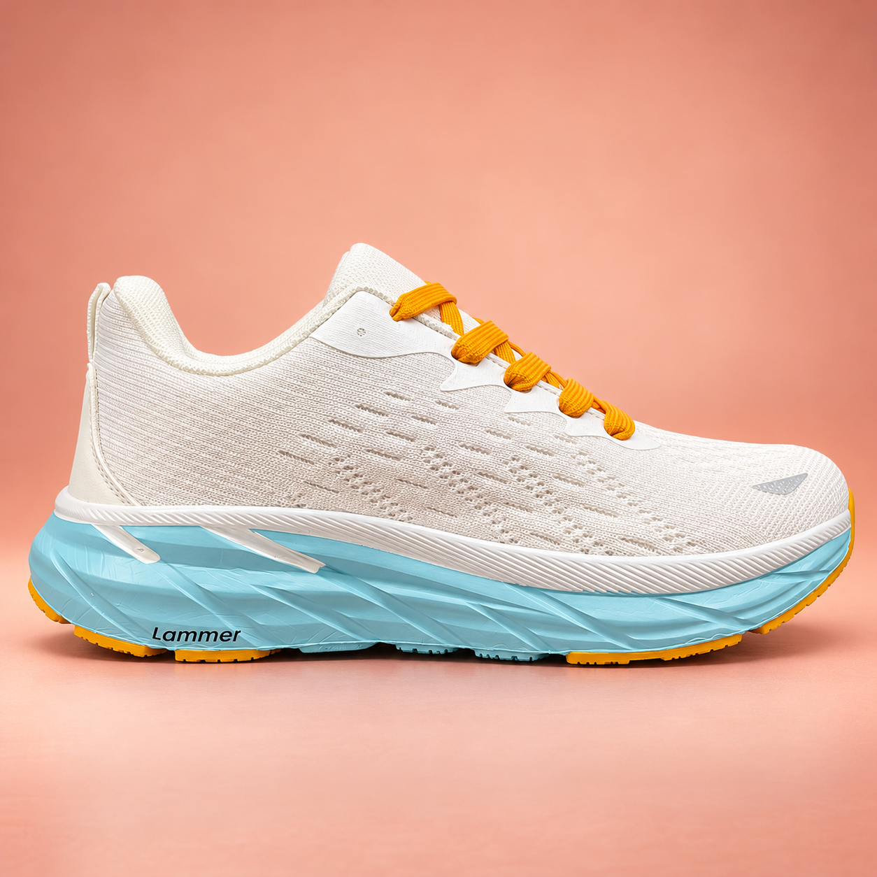 Lammer A002 Sky Blue Lammer A002 women's white and sky blue running shoe, side view